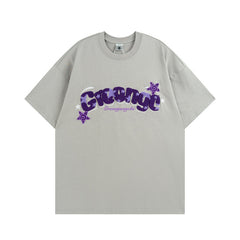 T-shirt Homme Lettre Broderie Serviette Style Décontracté Couple Passe-Partout Manches Courtes