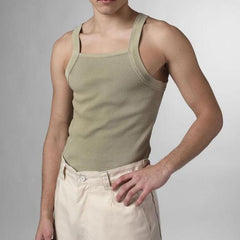 Rave Outfits Mens Vest Green Knitted Sling I-Shaped