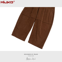 MIJKO men's women's American trousers jeans men's and women's same gender neutral profile scimitar deconstruction brown multi-yard tide