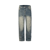 Mens Vintage Pants Splicing Bug Bite Damage Trousers Straight High Street Jeans MIJKO