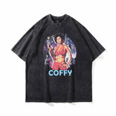 T-shirt pour homme - Manches courtes, coupe ample, style rétro, motif de couple, streetwear