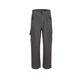 Men Vintage Pants Straight Multi-Pocket Cut-Over Cuff Waist Casual Pants MIJKO