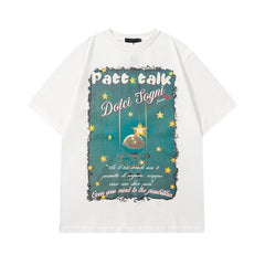 T-shirt homme Hip Hop Design Dessin animé Couple Manches courtes T-shirt Hommes et Femmes