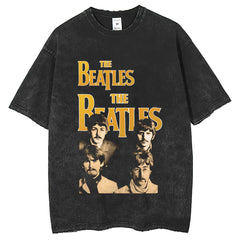 Mens T Shirts vintage T-shirt do old wash band short sleeves loose