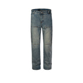 Men's Vintage Pants Men's Women's Splicing Pants Washed and Used Jeans MIJKO