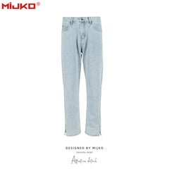 Mens Vintage Pants Straight Ripped Split Jeans MIJKO