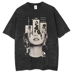 Mens T Shirts Vintage Wash Do Old Gold Jenny Printed Short Sleeves