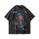 T-shirt homme impression portrait coupe ample manches courtes Hommes et Femmes Street Retro