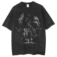Men T Shirts Kobe Printed T-Shirt Washing Water Old Short Sleeves