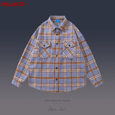 Mens Jacket Plaid Long Sleeve Wool Shirt MIJKO