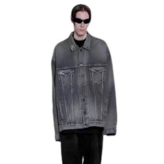 Mens Jacket Ripped Patch Mainstream Fashion Denim Jacket MIJKO