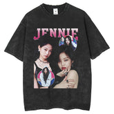 Men T Shirts jennie wash water print T-shirt summer loose tide brand short sleeve