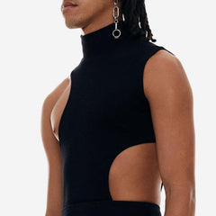 Rave Outfits Mens Vest Turtleneck Knitting