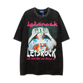 T-shirt Rétro à Imprimé Portrait pour Homme, T-shirt à Manches Courtes Couple Décontracté pour Homme et Femme