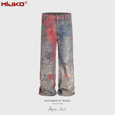 Mens Vintage Pants Straight Wide Leg Jeans MIJKO
