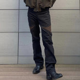 Mens Vintage Pants Zip Casual Wide-footed Pants MIJKO