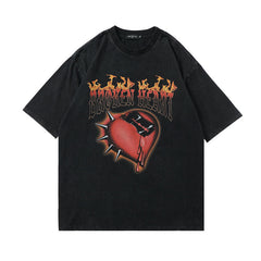T-shirt homme à manches courtes, t-shirt imprimé, délavé, rétro, pour hommes et femmes
