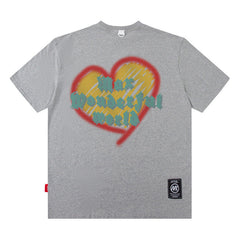 T-shirt homme T-shirt tendance marque Cœur imprimé T-shirt couple homme et femme coupe ample