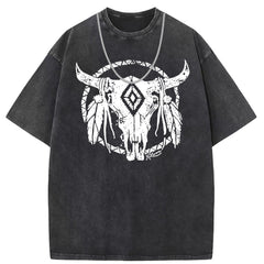 Men T Shirts Short Sleeve T-Shirt Washed Old Punk Loose