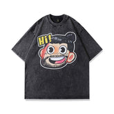 T-shirt homme imprimé délavé vieilli couple à manches courtes