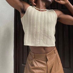 Rave Outfits Mens Vest Hollow Out Knitted