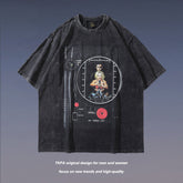 T-shirt homme à manches courtes portrait Hommes et Femmes Street Couple Ample