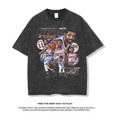 Nba T Shirt Nba Star Basketable Nets Team Owen Vintage Print Short T-shirt American Style Loose