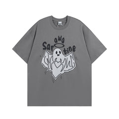 T-shirt homme imprimé mousse motif couple manches courtes décontracté