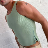 Rave Outfits Mens Vest Irregular Shoulder Strap