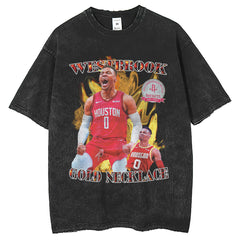 Mens T Shirts Washed Printed Short Sleeve T-Shirt American vintage