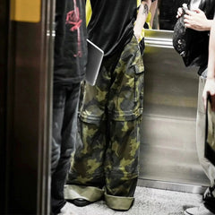 Men Vintage Pants Women's Men's Camouflage Overalls High Street Wide Foot Casual Pants MIJKO