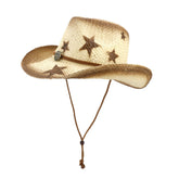 Chapeau de paille de cowboy Chapeau de plage Chapeau de paille de cowboy étoile à cinq branches