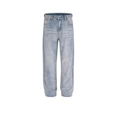 Men Vintage Pants Washed Old Trousers Straight High Street Blue Jeans MIJKO