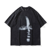 T-shirt homme Hip-hop ample délavé Mode Ins Marque Manches courtes