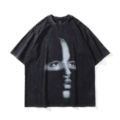 T-shirt homme Hip-hop ample délavé Mode Ins Marque Manches courtes