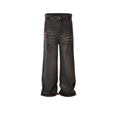 Mens Vintage Pants Washed Straight Jeans MIJKO