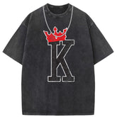 Mens T Shirts Washed Old Punk Short Sleeve T-Shirts