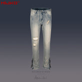 Mens Vintage Pants Ripped Jeans MIJKO