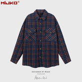 Mens Jacket Plaid Lapel Plaid Jacket MIJKO