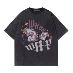 T-shirt Homme Imprimé Dessin Animé Manches Courtes Unisexe Vintage