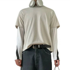 Men Jacket Fake Two Long-sleeved Color Matching T-shirt MIJKO