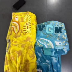 Van Gogh joint bape2025 American couple shark Japanese trendy brand wave sunflower pattern hooded sweater