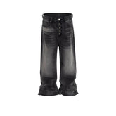 Men Vintage Pants women's retro washed old jeans breasted design men's and women's trousers MIJKO