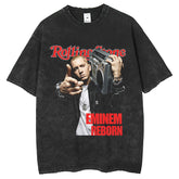 Men T Shirts Washing T-Shirt Rapper Print Loose Half Sleeve T-Shirt