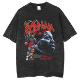 Mens T Shirts White Ink Dennis Rodman Print Vintage Short Sleeve T-Shirt Flower Vintage