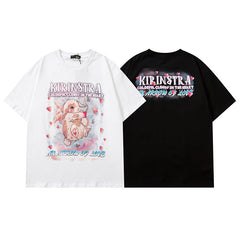 T-shirt homme imprimé lapin mignon manches courtes, t-shirt couple homme et femme rétro
