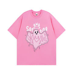 T-shirt homme imprimé mousse motif couple manches courtes décontracté