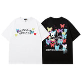 Men T Shirt Butterfly Print Short Sleeve Men's and Women's Loose Vintaget T-shirt