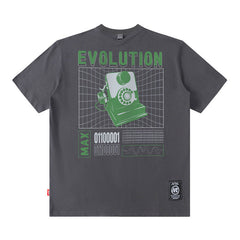 T-shirt Imprimé pour Homme, Manches Courtes, Style Rétro Ins, T-shirt Polyvalent pour Homme