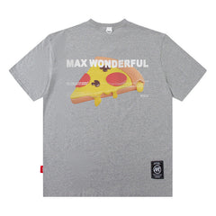 T-shirt homme imprimé pizza T-shirt manches courtes homme et femme ample